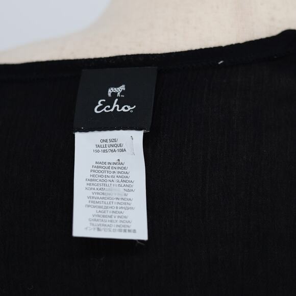 ECHO Women Black Rayon Short Beachwear Open Front Swimsuit Cover-Up One Size - Picture 5 of 5